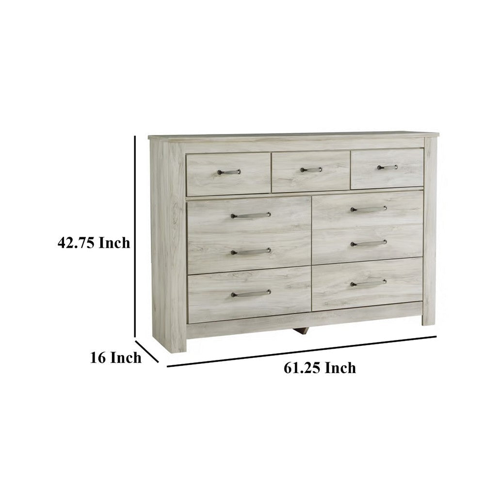 Ashley Simon Wide Dresser | 7 Drawers | Laminate Rustic Gray Whitewash Finish BM332852