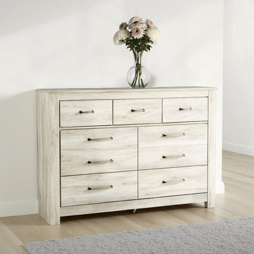 Ashley Simon Wide Dresser | 7 Drawers | Laminate Rustic Gray Whitewash Finish