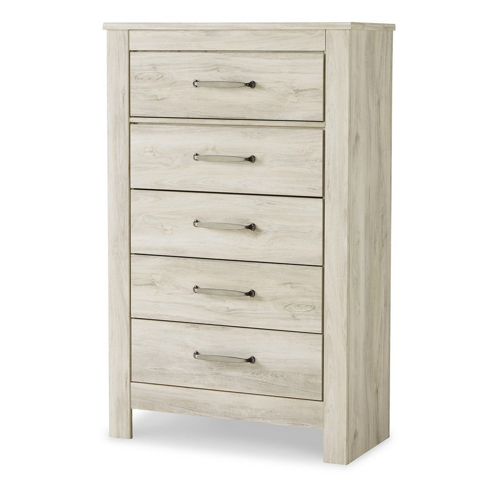 Ashley Simon Tall Dresser Chest | 5 Drawers | Rustic Gray Laminate Whitewash BM332853