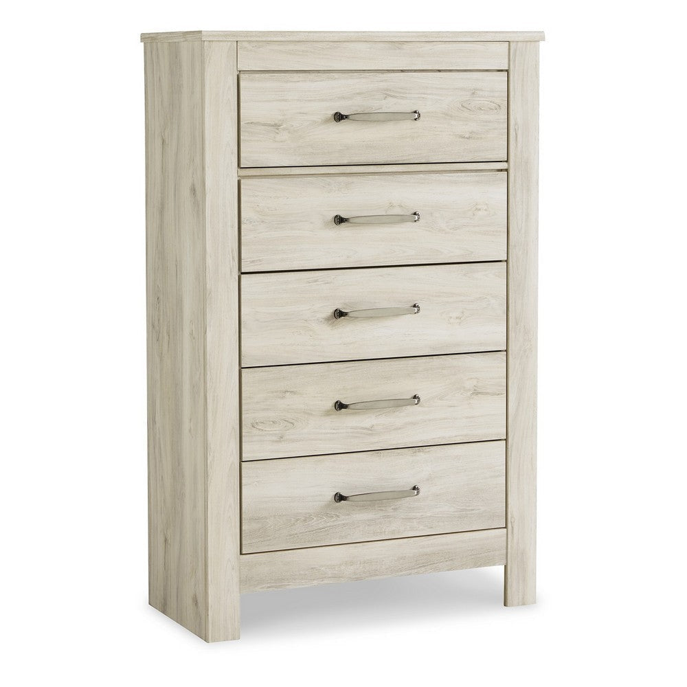 Ashley Simon Tall Dresser Chest | 5 Drawers | Rustic Gray Laminate Whitewash