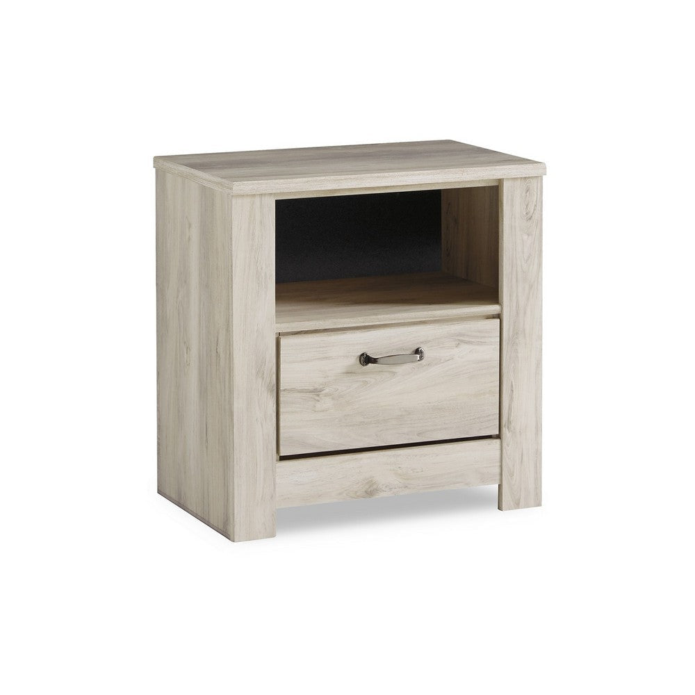 Ashley Simon Nightstand | Drawer and USB | Rustic Gray Laminate Whitewash BM332854