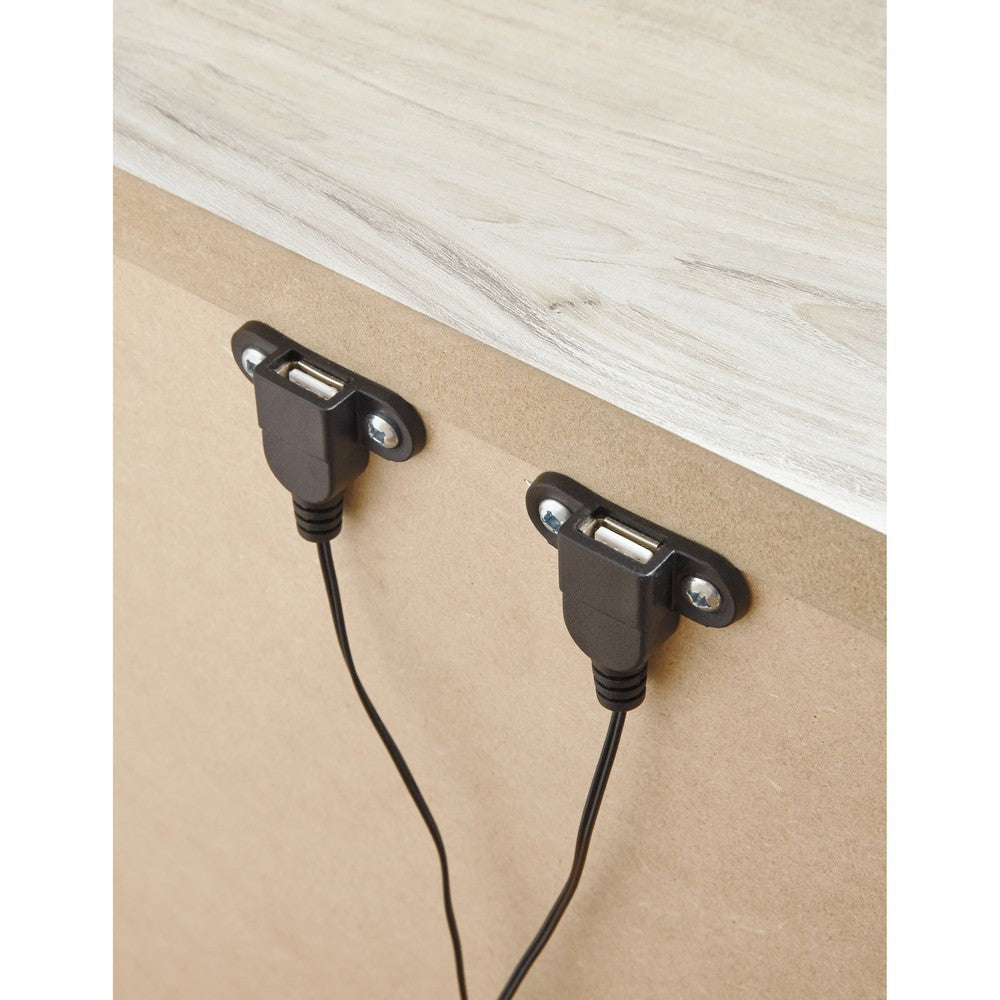 Ashley Simon Nightstand | Drawer and USB | Rustic Gray Laminate Whitewash BM332854