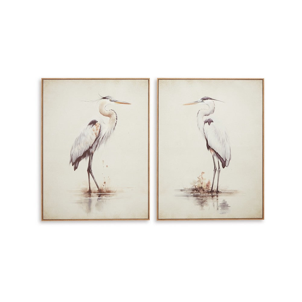 Ashley Accent Framed Wall Art Set of 2 | 30x40 | Painted Canvas | Heron Birds BM332856