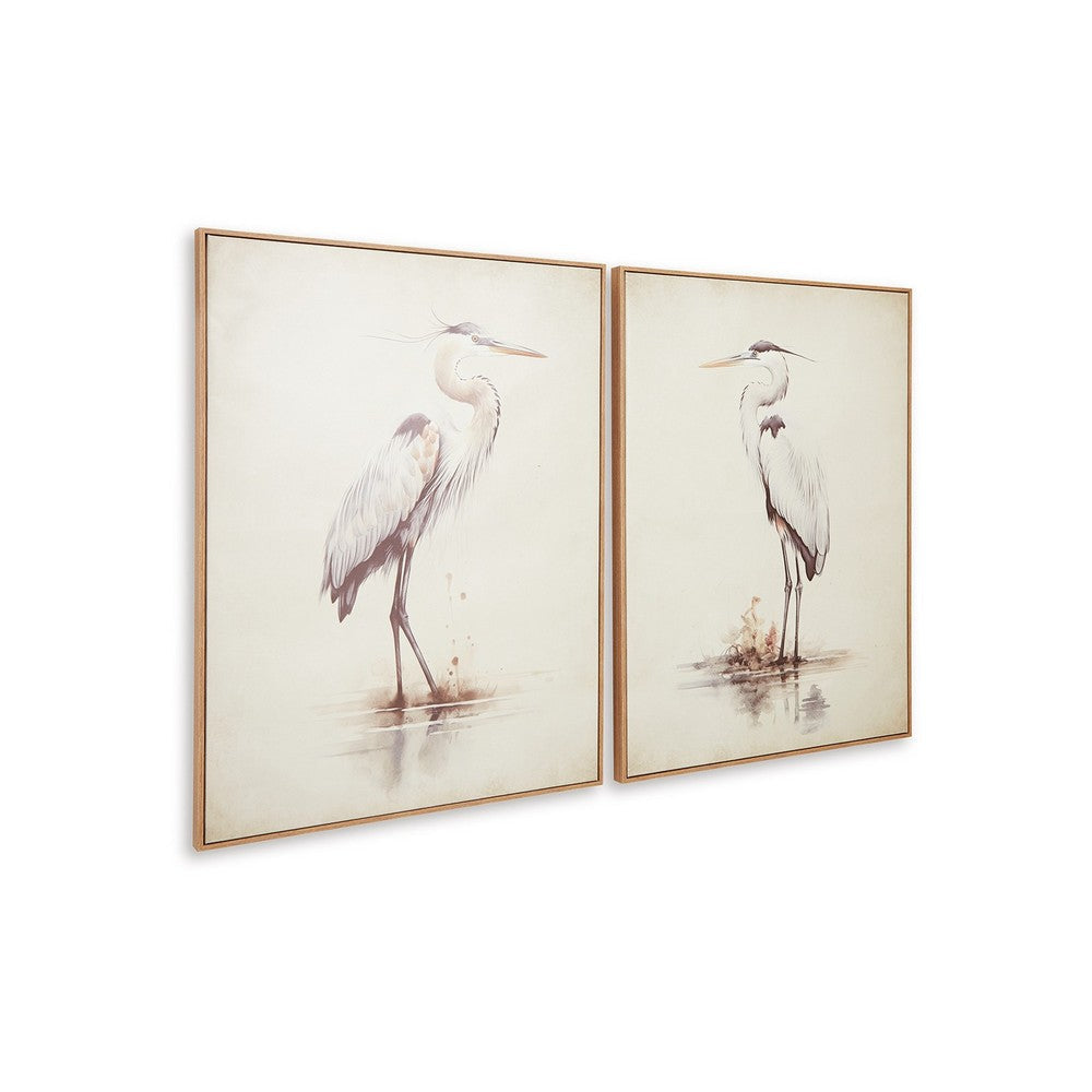 Ashley Accent Framed Wall Art Set of 2 | 30x40 | Painted Canvas | Heron Birds