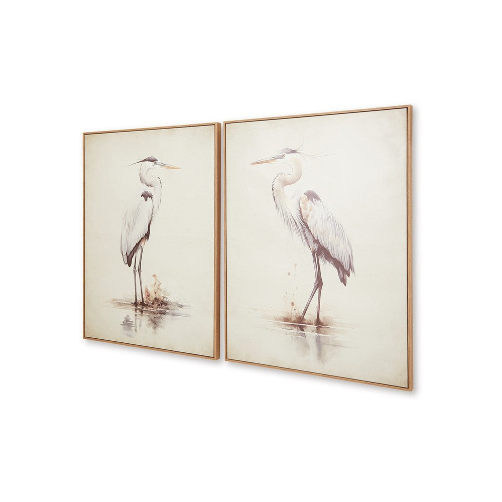 Ashley Accent Framed Wall Art Set of 2 | 30x40 | Painted Canvas | Heron Birds BM332856
