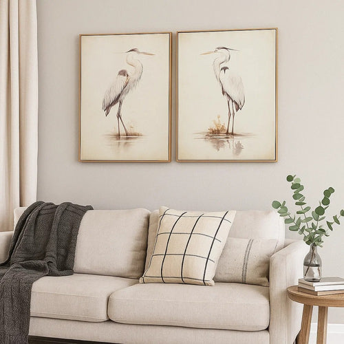 Ashley Accent Framed Wall Art Set of 2 | 30x40 | Painted Canvas | Heron Birds