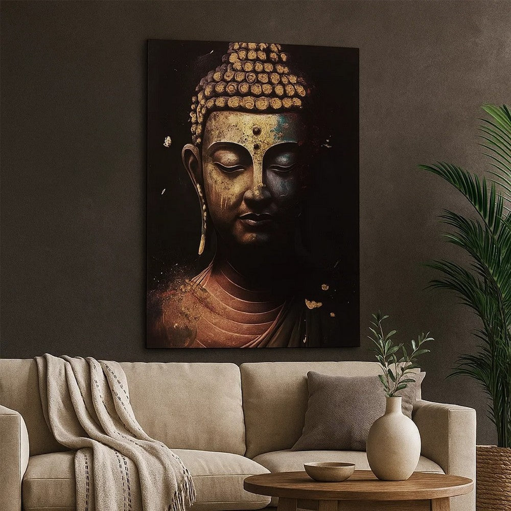 Ashley Accent Wall Art Decor | Printed Glass 36x48 Meditating Buddha | Black