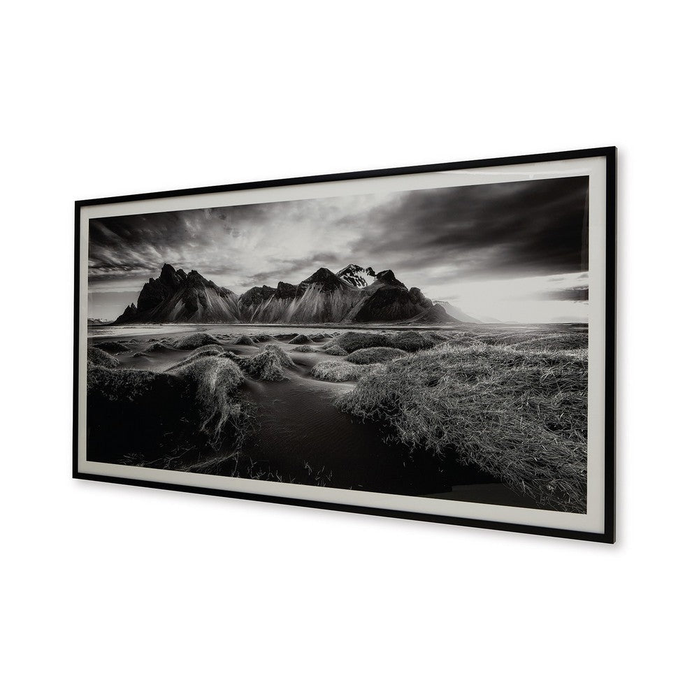 Ashley Framed Wall Art | Mountain and River Print | 47x87 Black and White BM332865