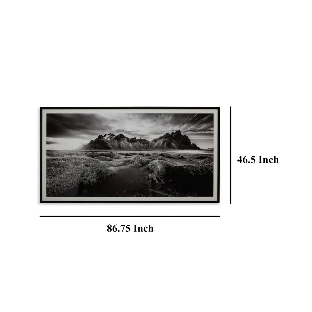 Ashley Framed Wall Art | Mountain and River Print | 47x87 Black and White BM332865