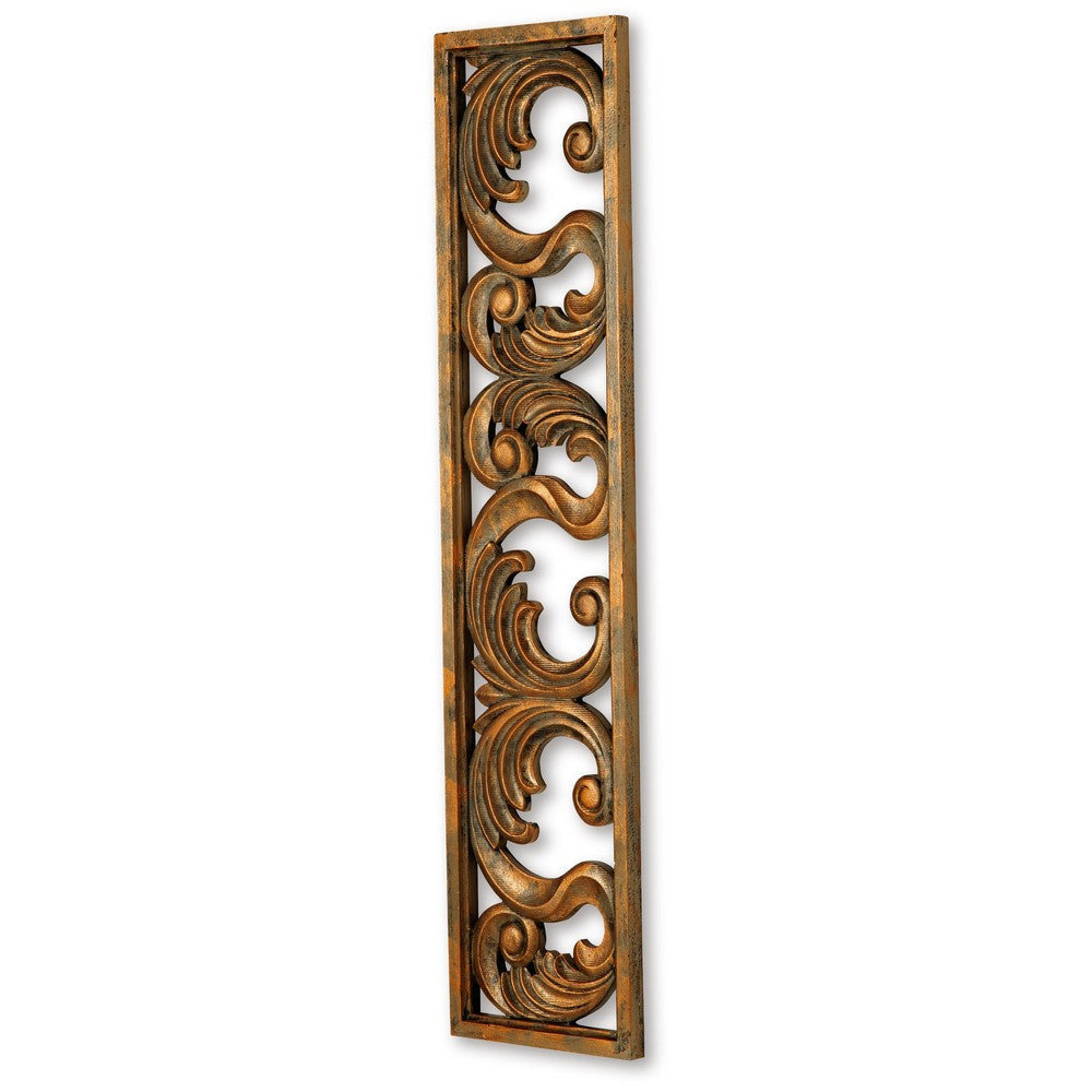 Ashley Accent Wall Decoration | Classic Scrolled Design 10x42 Gold Finish BM332870