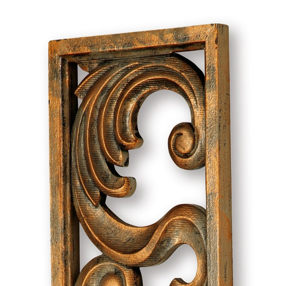 Ashley Accent Wall Decoration | Classic Scrolled Design 10x42 Gold Finish BM332870