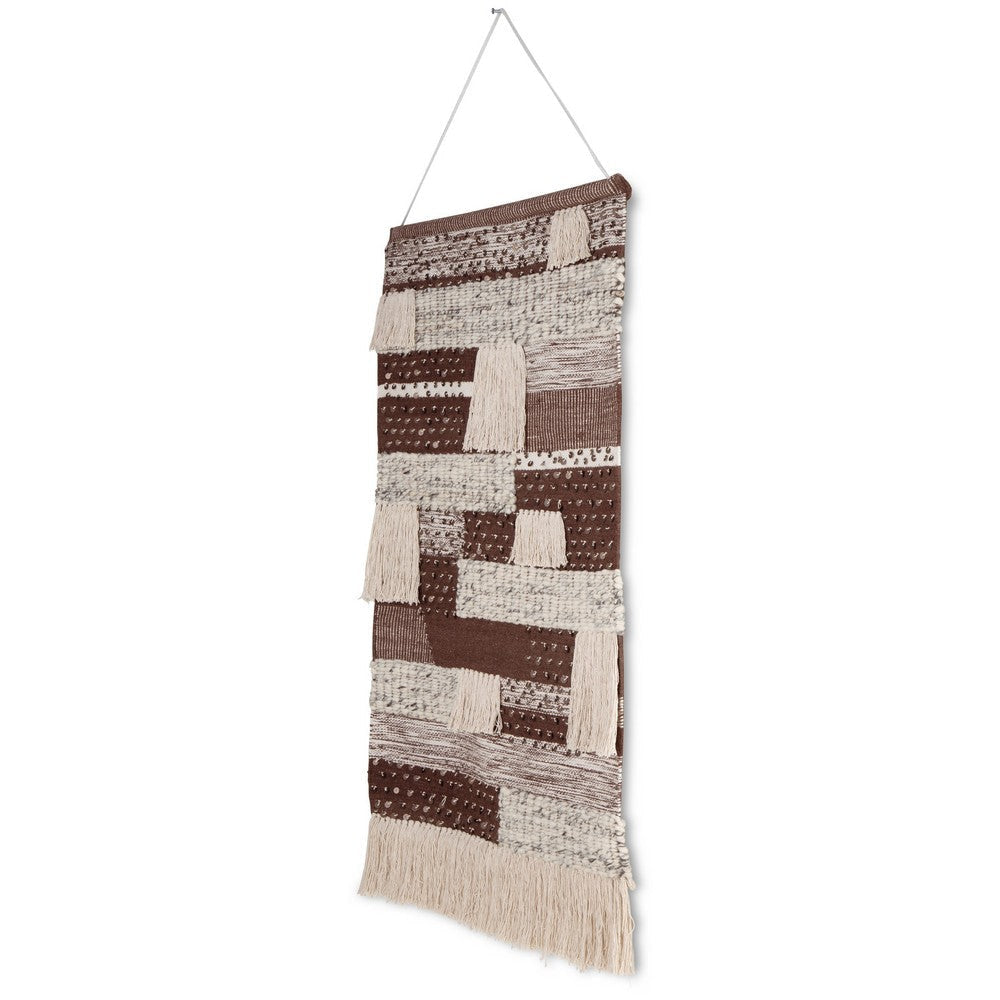 Ashley Hanging Tapestry Wall Art Decor | Brown White Stripes 30x50 Polyester BM332871