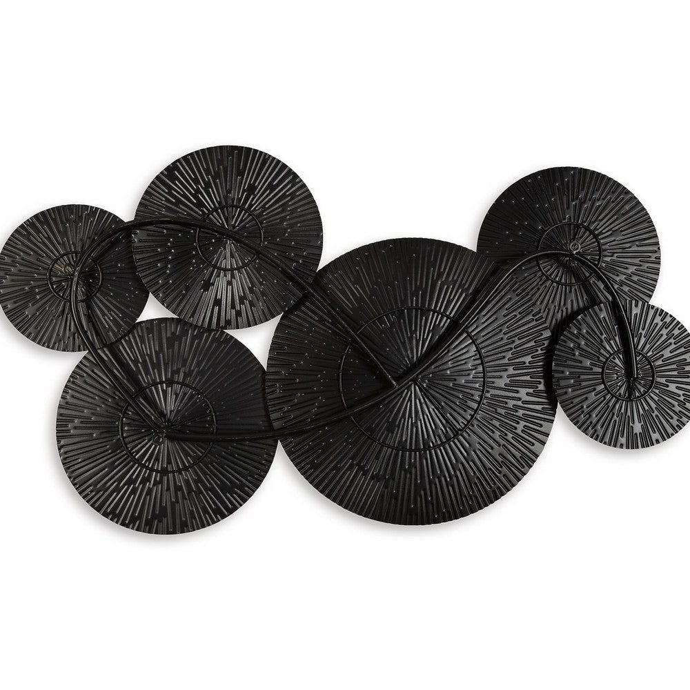 Ashley Decorative Wall Art | Geometric Metal Sculpture 21x36 Black and Gold BM332874