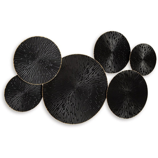 Ashley Decorative Wall Art | Geometric Metal Sculpture 21x36 Black and Gold