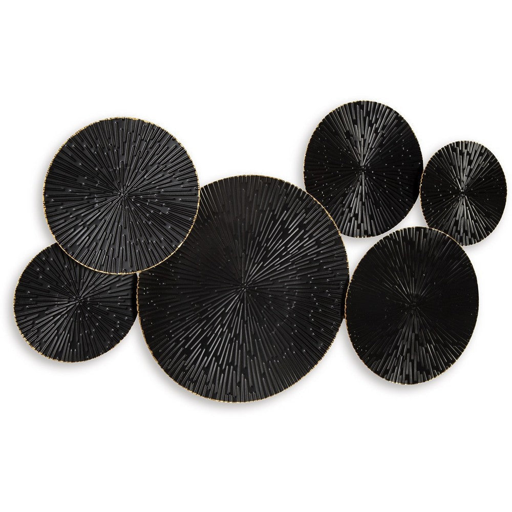 Ashley Decorative Wall Art | Geometric Metal Sculpture 21x36 Black and Gold