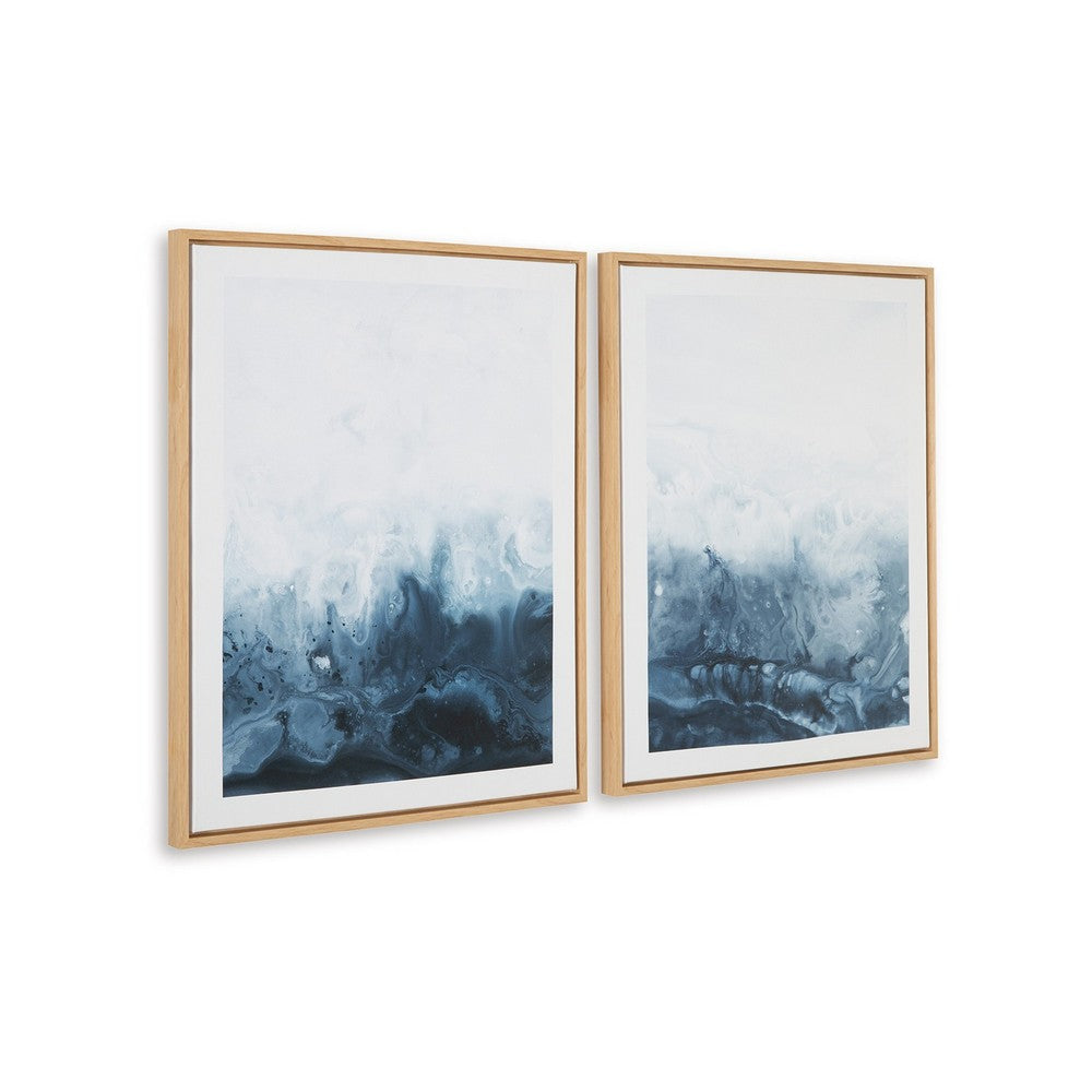 Ashley Holine 2 Piece Wall Art Set | 24x30 | Blue and White Abstract Canvas