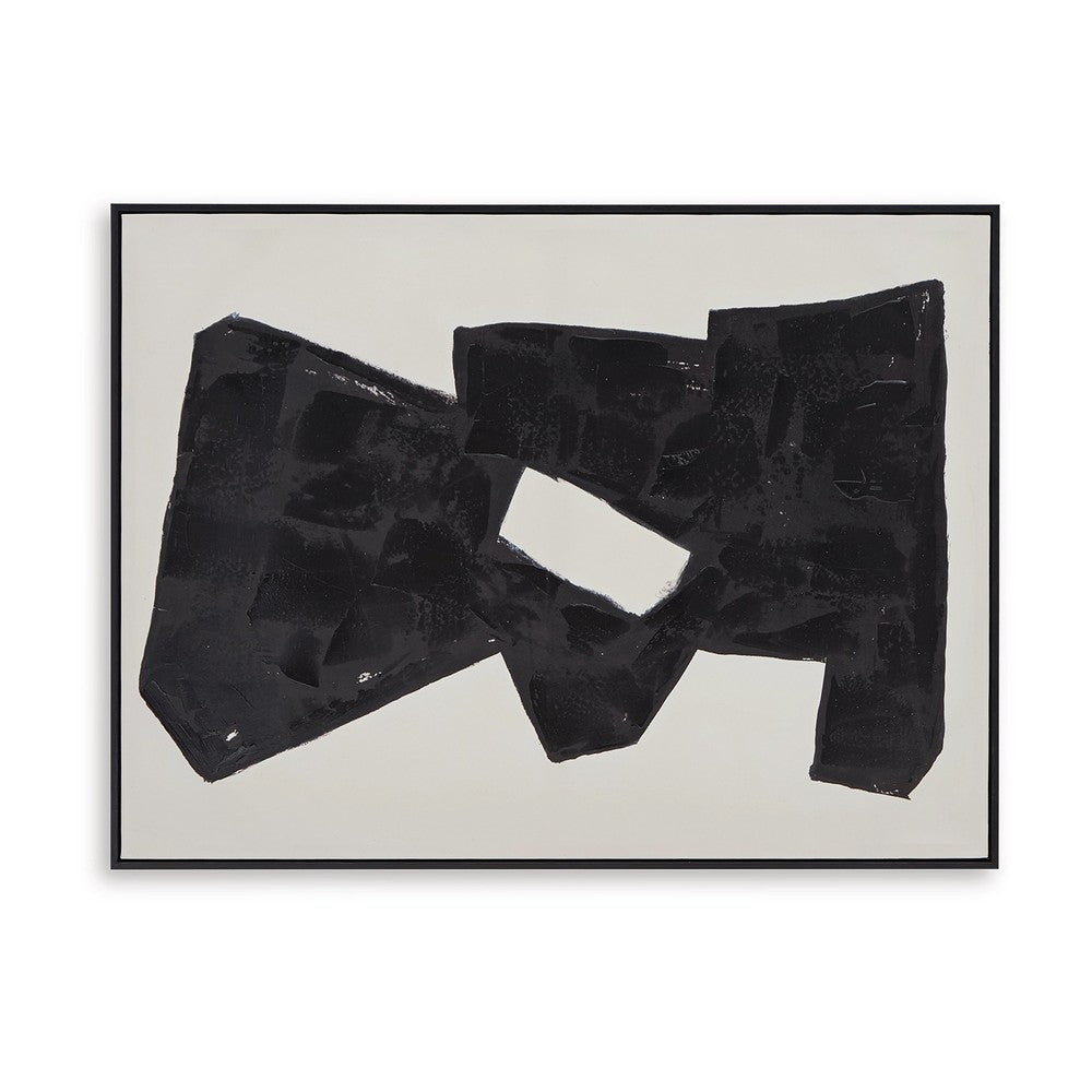 Ashley Garcy Wall Art Painting | 30x40 | Black Cream Framed Abstract Decor