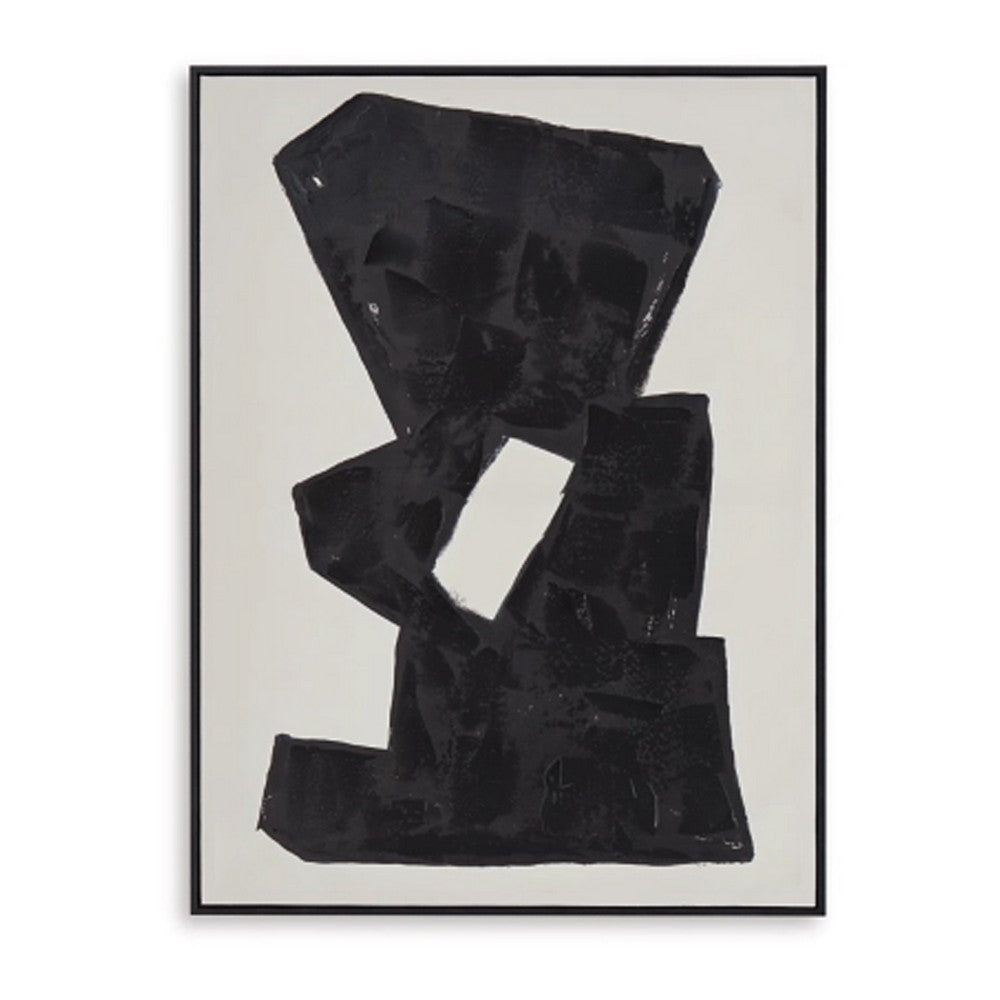 Ashley Garcy Wall Art Painting | 30x40 | Black Cream Framed Abstract Decor