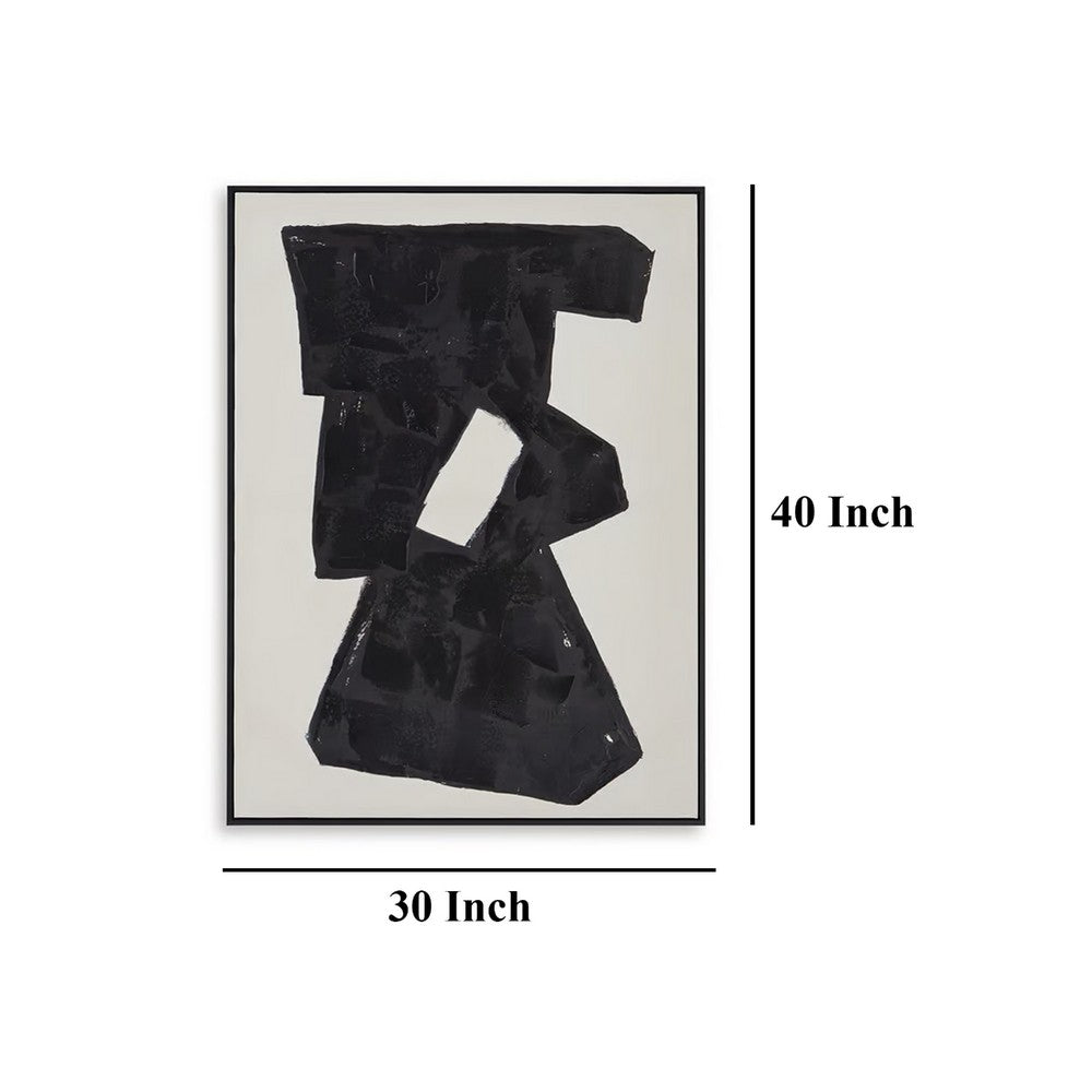 Ashley Garcy Wall Art Painting | 30x40 | Black Cream Framed Abstract Decor