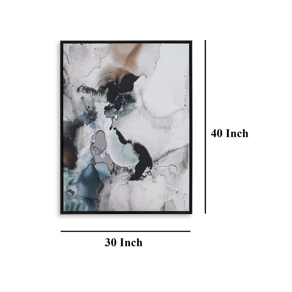 Ashley Lerry Abstract Wall Art Painting | 30x40 Framed Black White Gray BM332886