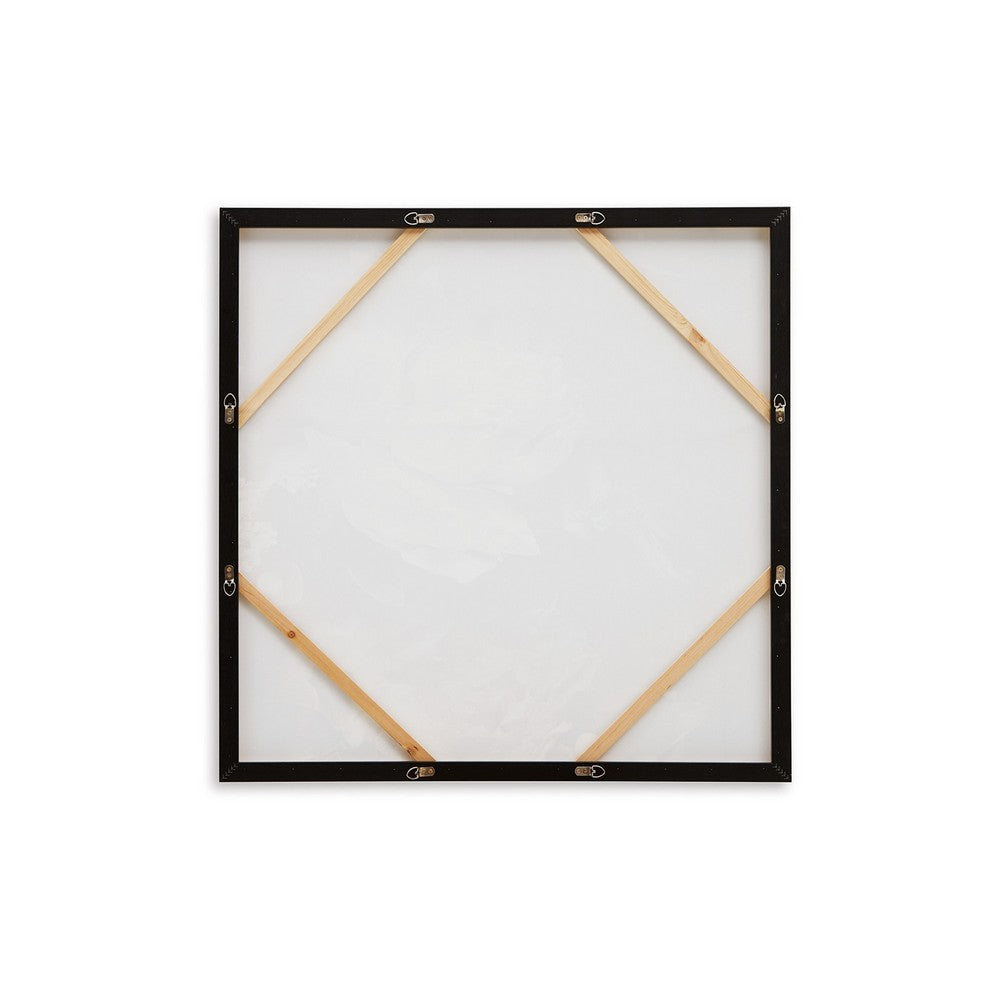 Ashley Cruz Floral Wall Art | 40x40 Framed Canvas | Beige | Brown | and Blue