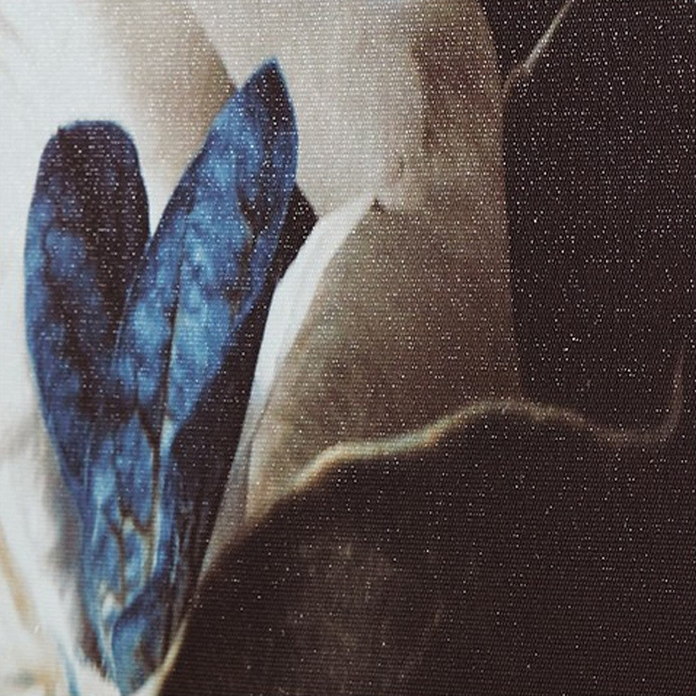 Ashley Cruz Floral Wall Art | 40x40 Framed Canvas | Beige | Brown | and Blue BM332887