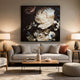 Ashley Cruz Floral Wall Art | 40x40 Framed Canvas | Beige | Brown | and Blue