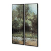 Ashley Dansy 2pc Framed Wall Art Set | 16x48 | Green | Brown Hand Painted BM332889