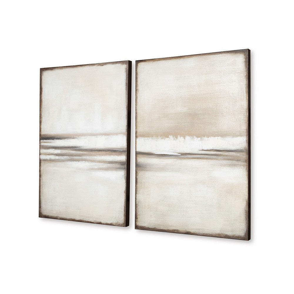 Ashley Dune 2 Piece Wall Art Set | 24x35 | Tan | Brown Hand Painted Canvas BM332897