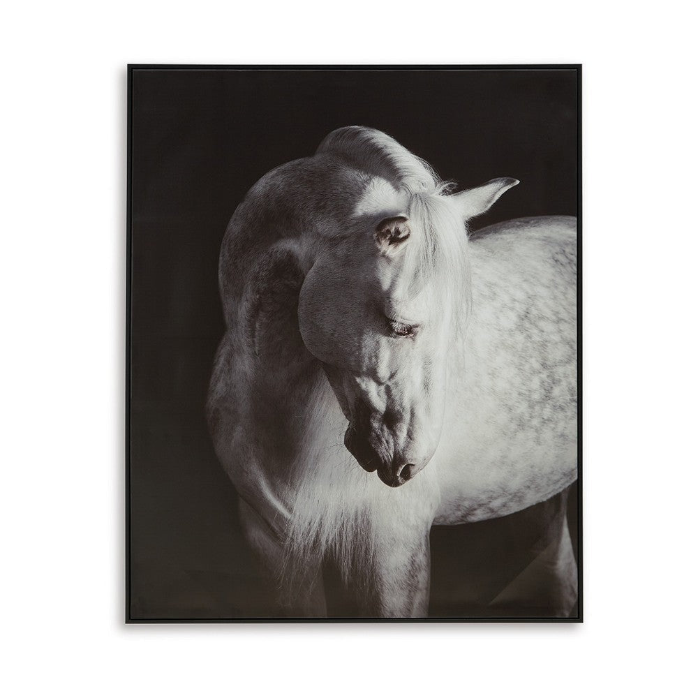 Ashley Arc Horse Silhouette Wall Art Painting | 40x50 | Black White Canvas BM332901