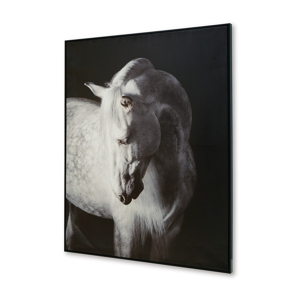 Ashley Arc Horse Silhouette Wall Art Painting | 40x50 | Black White Canvas BM332901