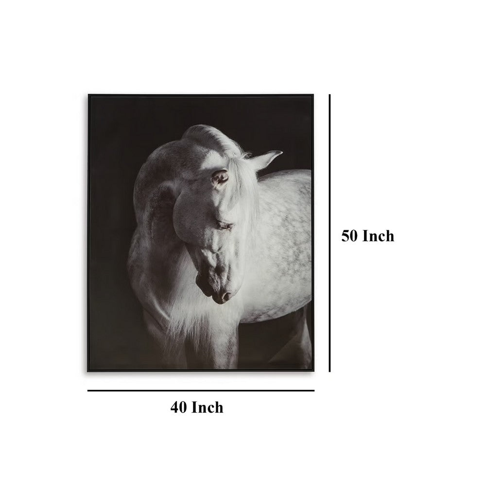 Ashley Arc Horse Silhouette Wall Art Painting | 40x50 | Black White Canvas