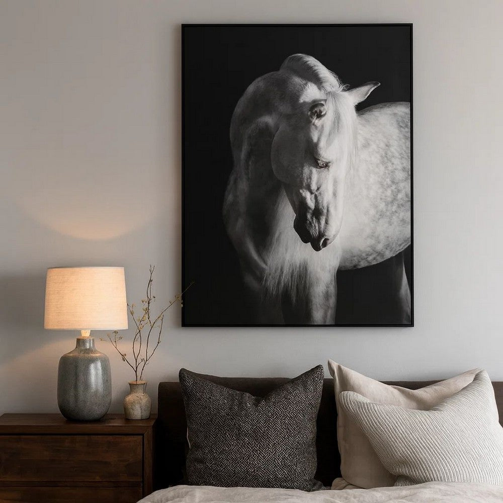 Ashley Arc Horse Silhouette Wall Art Painting | 40x50 | Black White Canvas