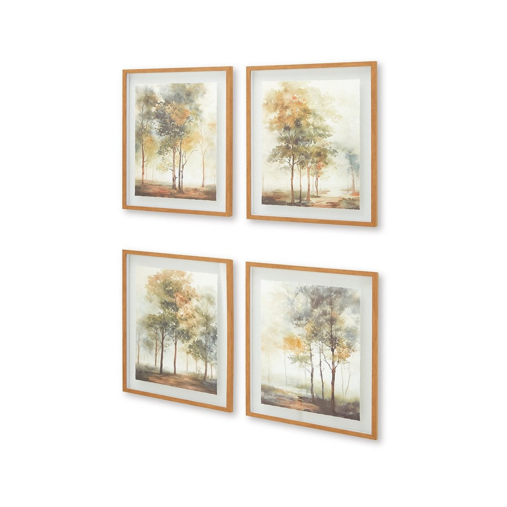 Ashley Foryn 4 Piece Wall Art Set | 23x27 | Spring Trees Print w Brown Frame BM332903