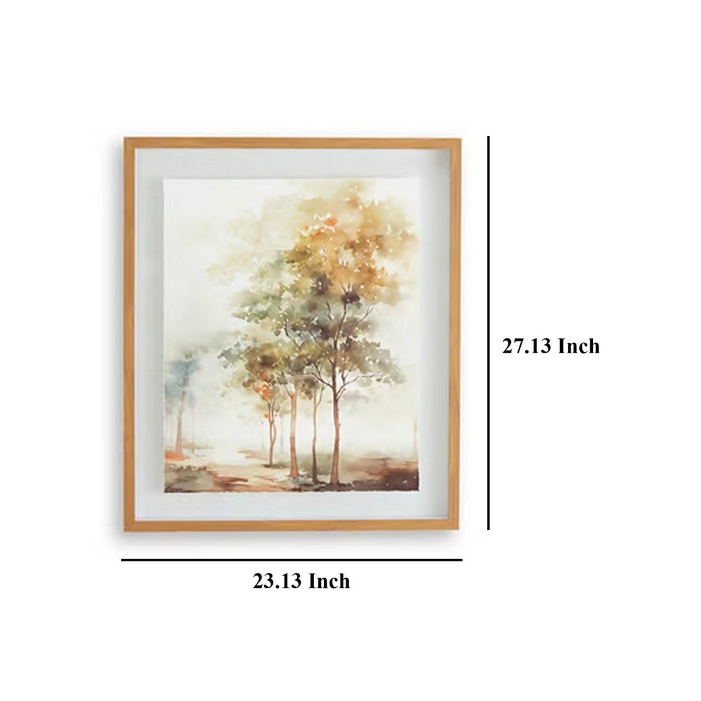 Ashley Foryn 4 Piece Wall Art Set | 23x27 | Spring Trees Print w Brown Frame