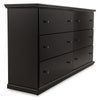 Ashley Boli 63" Wide Dresser | 6 Storage Drawers Modern Black Molded Trim