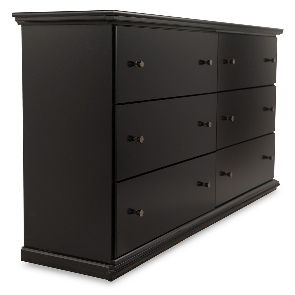 Ashley Boli 63" Wide Dresser | 6 Storage Drawers Modern Black Molded Trim
