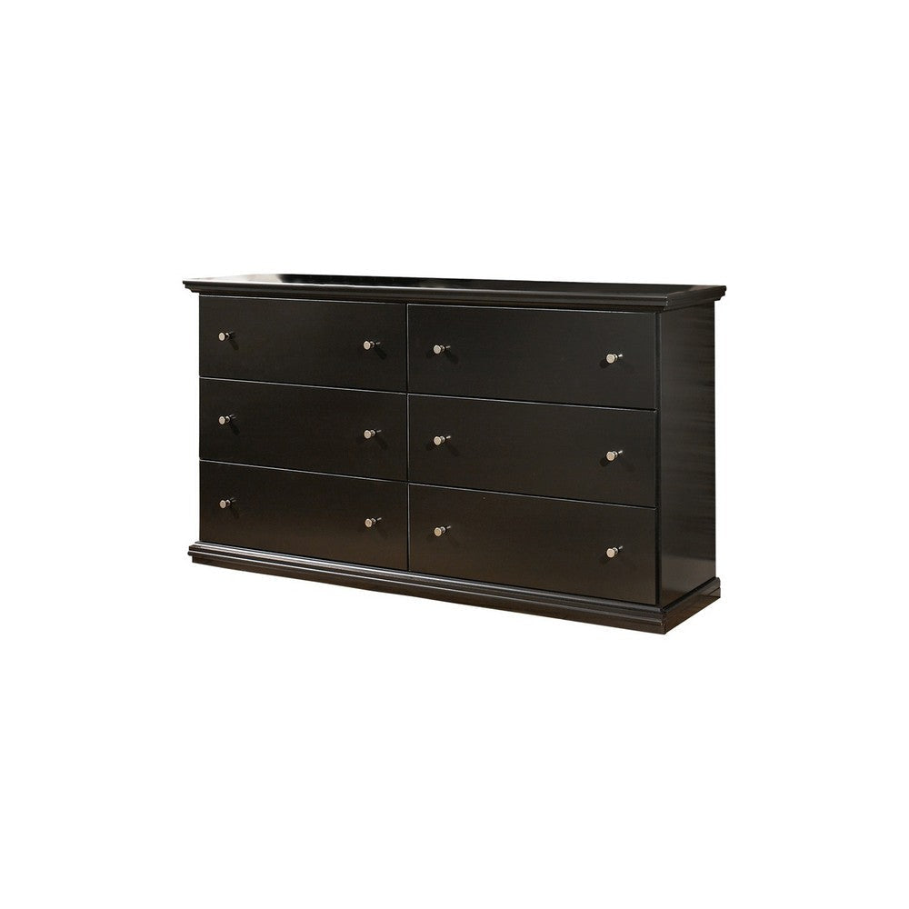 Ashley Boli 63’’ Wide Dresser | 6 Storage Drawers Modern Black Molded Trim BM332904