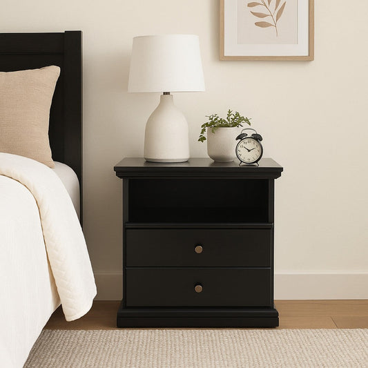 Ashley Boli Nightstand | 1 Storage Drawers | 24" | Black Molded Trim Details
