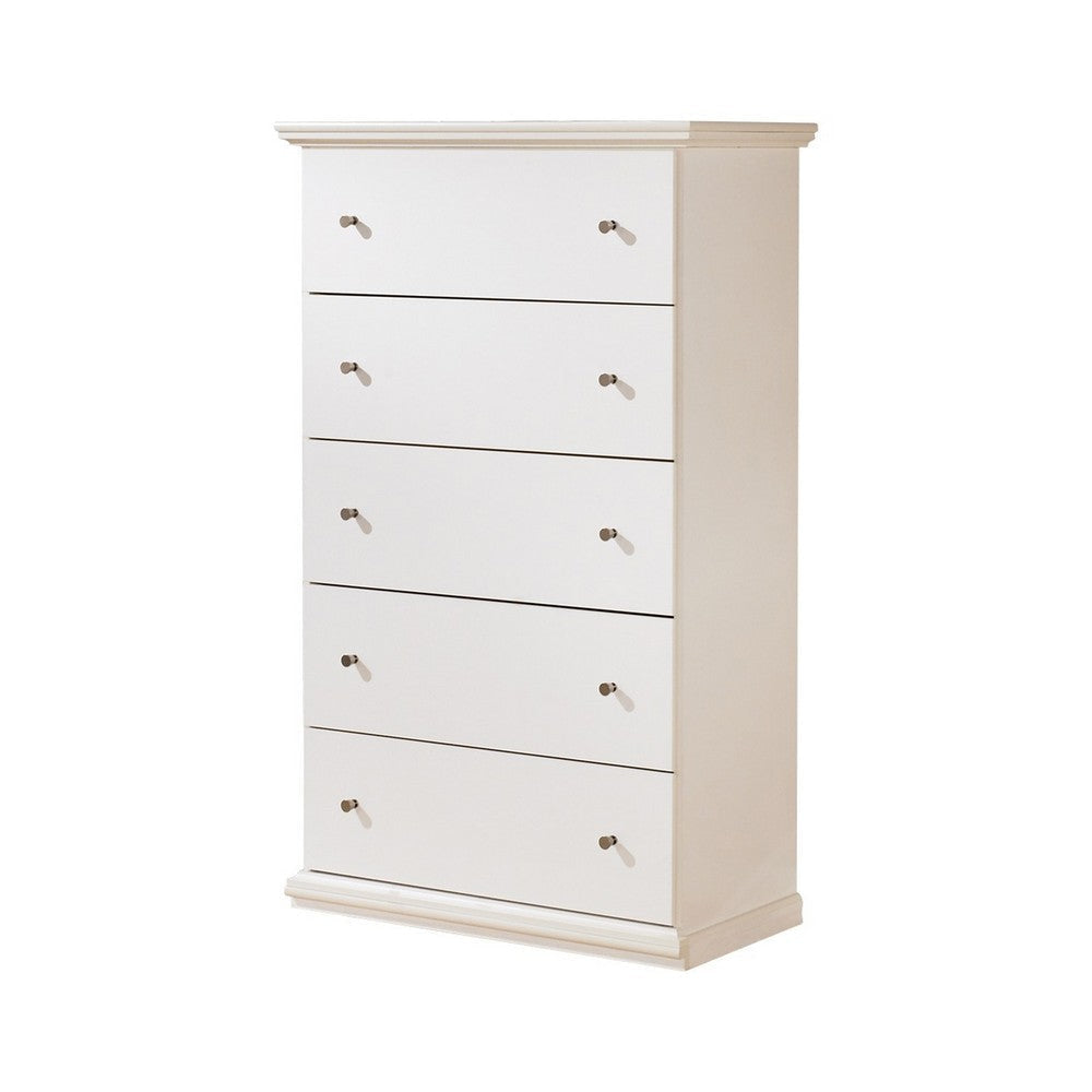 Ashley Twik Tall Dresser Chest | 5 Storage Drawers White Molded Trim Details BM332907