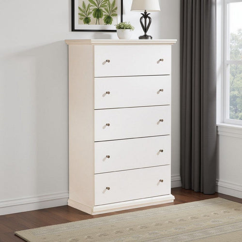 Ashley Twik Tall Dresser Chest | 5 Storage Drawers White Molded Trim Details