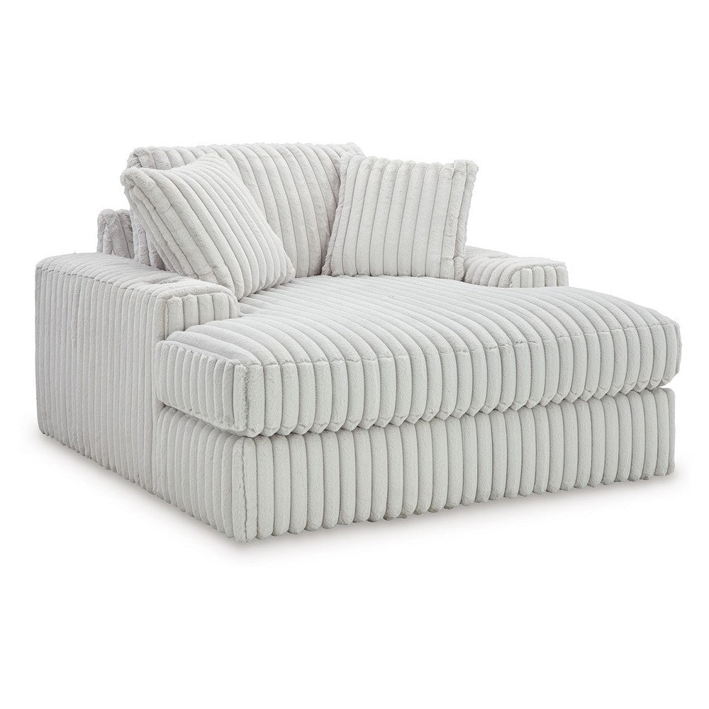 Ashley Peno Oversized Lounge Chaise | USB | Light Gray Jumbo Cord Polyester