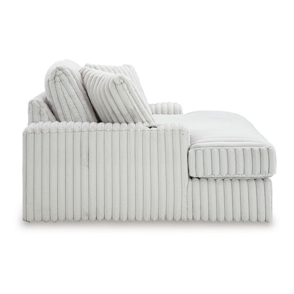 Ashley Peno Oversized Lounge Chaise | USB | Light Gray Jumbo Cord Polyester BM332920