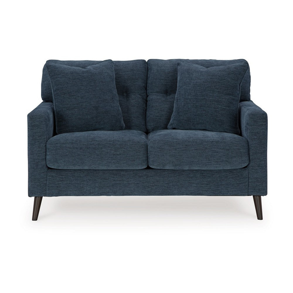Ashley Bixy Loveseat | 57’’ Dark Blue | Track Armrests | 2 Accent Pillows