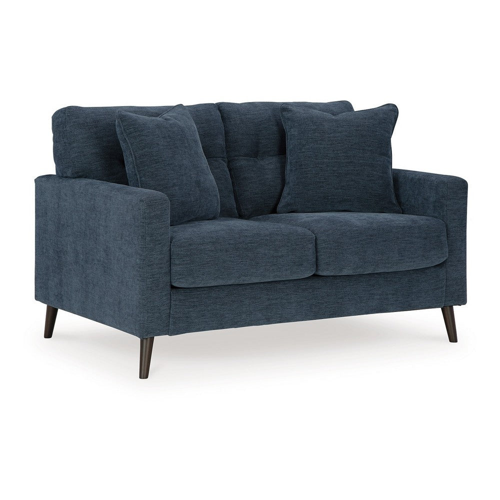 Ashley Bixy Loveseat | 57’’ Dark Blue | Track Armrests | 2 Accent Pillows
