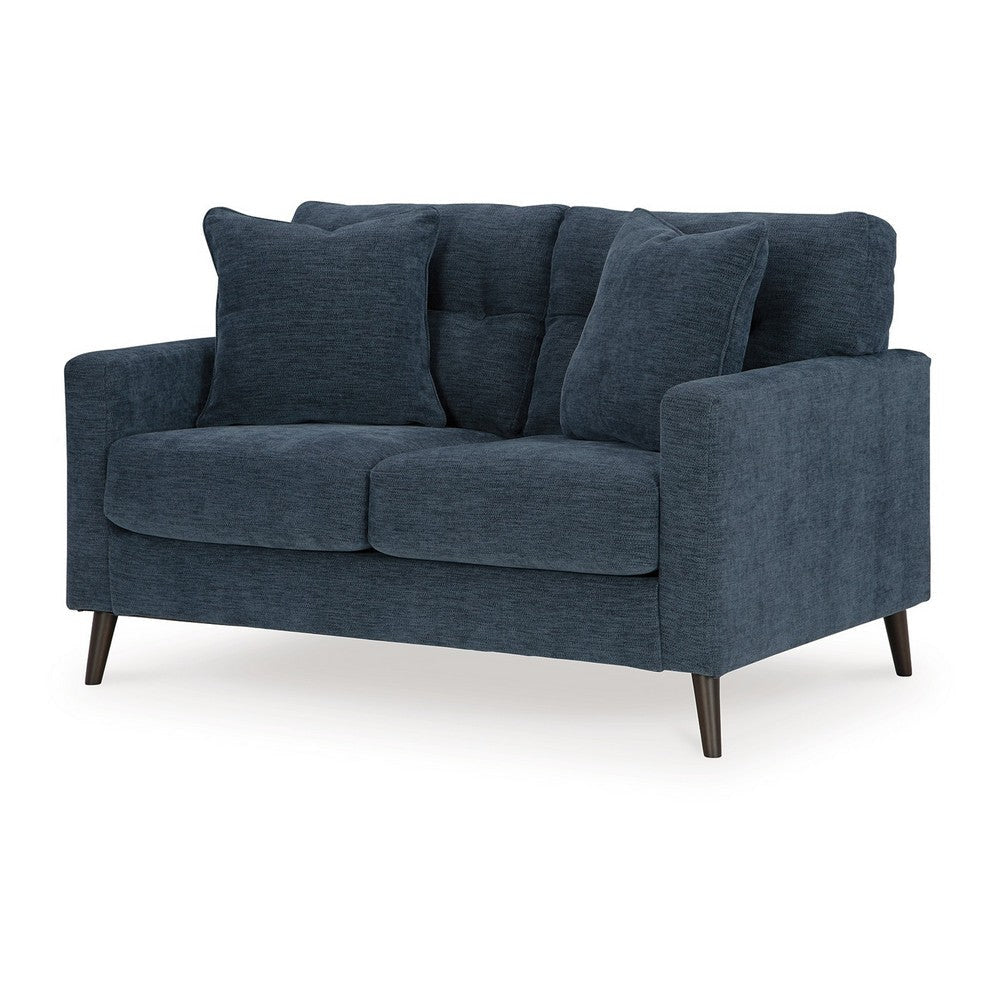 Ashley Bixy Loveseat | 57’’ Dark Blue | Track Armrests | 2 Accent Pillows