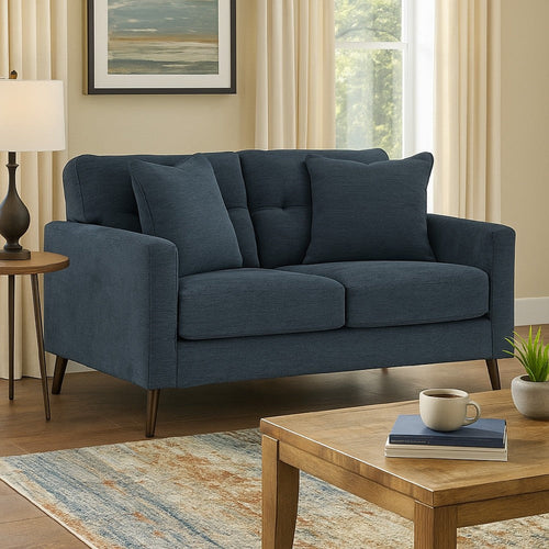 Ashley Bixy Loveseat | 57" Dark Blue | Track Armrests | 2 Accent Pillows
