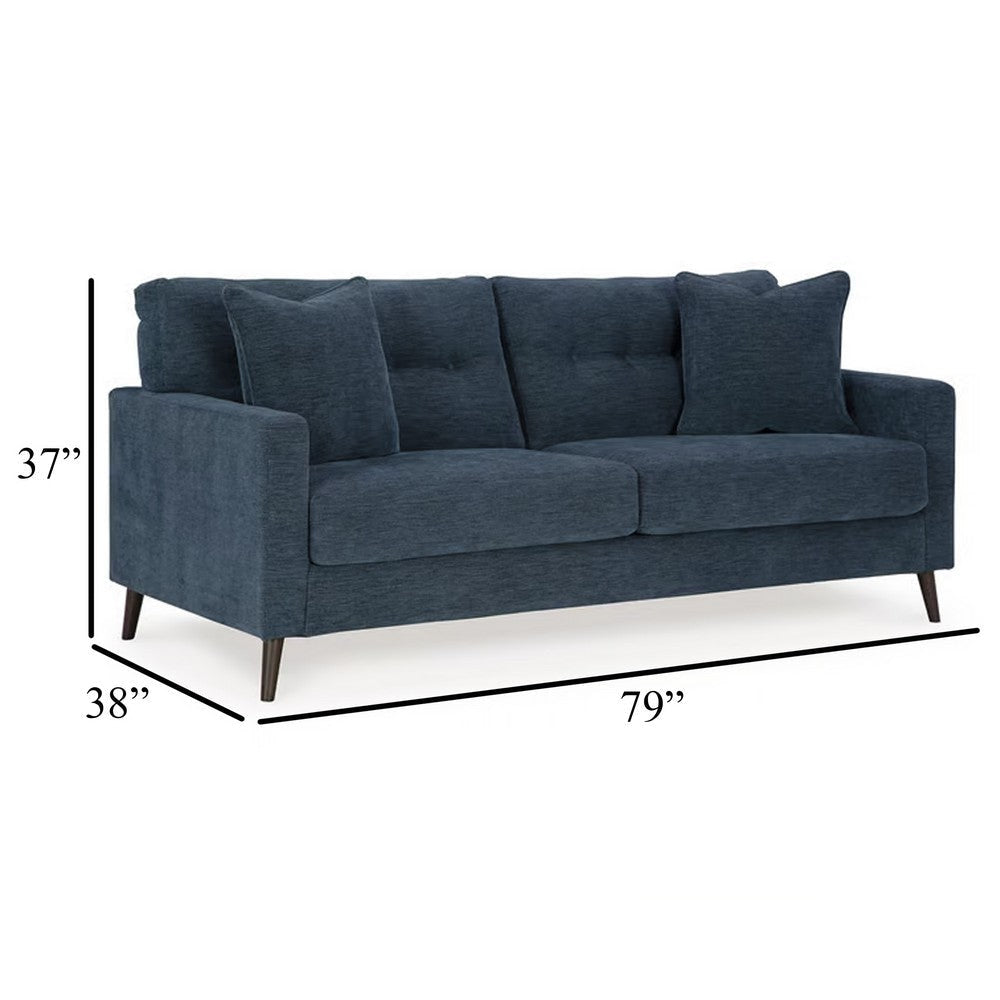 Ashley Bixy Sofa | 79’’ Dark Blue | Track Armrests | 2 Accent Throw Pillows BM332922