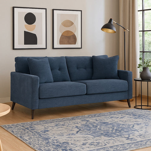 Ashley Bixy Sofa | 79" Dark Blue | Track Armrests | 2 Accent Throw Pillows