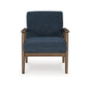Ashley Bixy Accent Chair | 31’’ | Brown Wood Armrests | Dark Blue Polyester